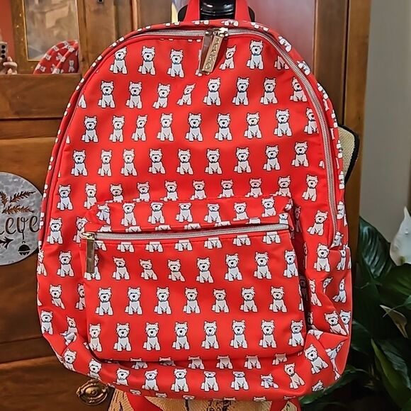 Marc Tetro Red Backpack White Scottish Dogs - Picture 2 of 14